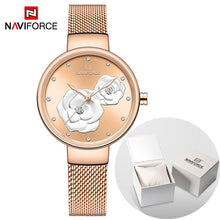 Load image into Gallery viewer, Top Luxury Brand NAVIFORCE Ladies Watch Fashion Creative 3D Rose Women wrist watches Casual Dress Clock Relogio Feminino 2019