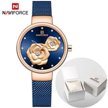 Load image into Gallery viewer, Top Luxury Brand NAVIFORCE Ladies Watch Fashion Creative 3D Rose Women wrist watches Casual Dress Clock Relogio Feminino 2019