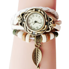 Load image into Gallery viewer, HAORUI Women Watches Top Brand Luxury Quartz Watch Wristwatches Bracelet Leaf Pendant Leather band clock reloj mujer relogio