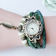 Load image into Gallery viewer, HAORUI Women Watches Top Brand Luxury Quartz Watch Wristwatches Bracelet Leaf Pendant Leather band clock reloj mujer relogio