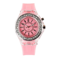 Load image into Gallery viewer, LED Backlight Relogio Masculino Flash Luminous Crystal Quartz Trend Waterproof Wrist Watch 5 Color Light WristWatch Watches
