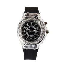 Load image into Gallery viewer, LED Backlight Relogio Masculino Flash Luminous Crystal Quartz Trend Waterproof Wrist Watch 5 Color Light WristWatch Watches
